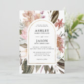 Invitation Mariage Fleur sauvage rustique Boho avec code QR (Debout devant)