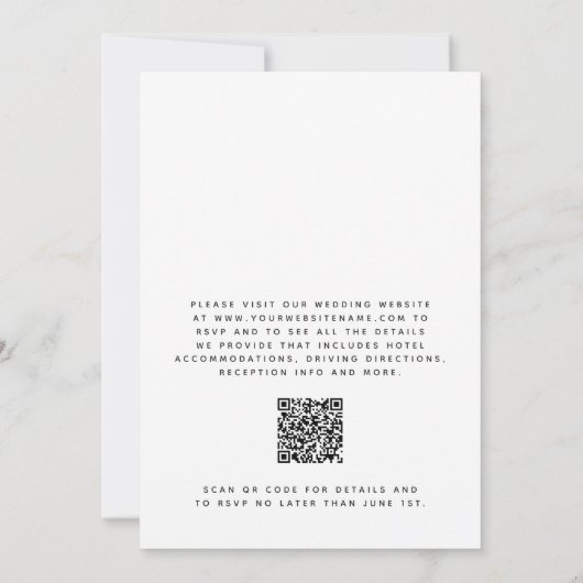 Invitation Mariage Fleur sauvage rustique Boho avec code QR (Dos)