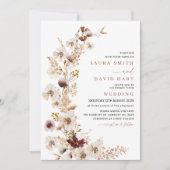 Invitation Mariage Fleur sauvage rustique en terre cuite (Devant)