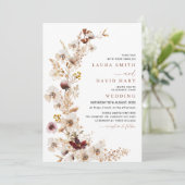 Invitation Mariage Fleur sauvage rustique en terre cuite (Debout devant)