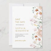 Invitation Mariage Fleur sauvage rustique Enregistrer la date (Devant)