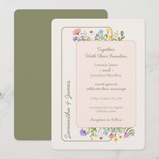 Invitation Mariage Fleur sauvage rustique moderne (Devant / Derrière)