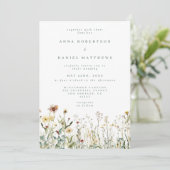 Invitation Mariage Fleur sauvage rustique Sage Green (Debout devant)