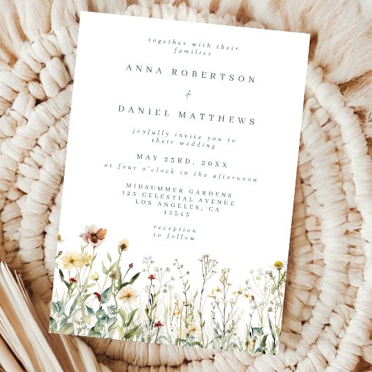 Invitation Mariage Fleur sauvage rustique Sage Green