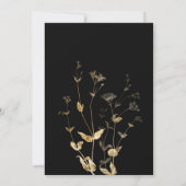 Invitation Mariage Fleur sauvage simple Black et Gold Chic (Dos)