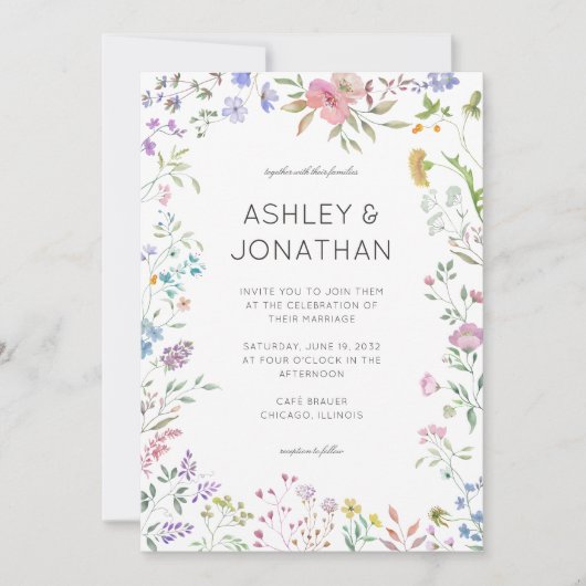 Invitation Mariage Fleur sauvage simple et intemporel (Devant)