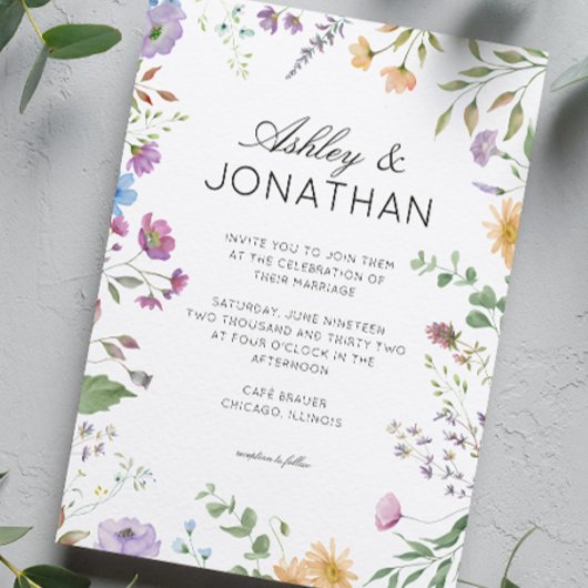 Invitation Mariage Fleur sauvage simple et intemporel