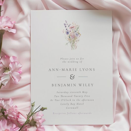 Invitation Mariage Fleur sauvage Simple Spring Lilac