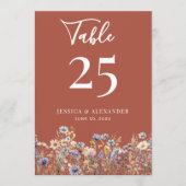 Invitation Mariage Fleur sauvage Terracotta 5x7 Numéro de tab (Devant)
