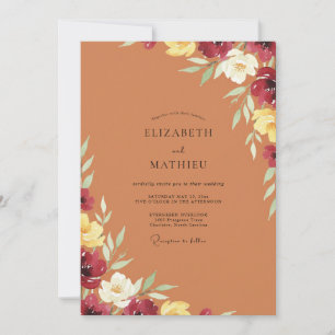 Invitation Mariage Fleur Sauvage Terracotta Rouge