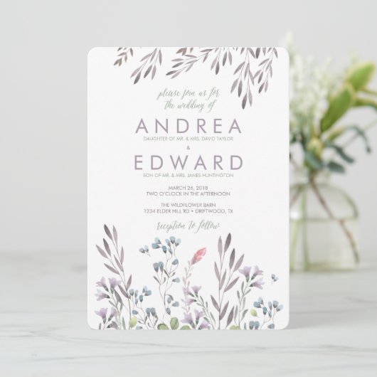 Invitation Mariage Fleur sauvage v2 (Debout devant)