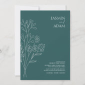 Invitation Mariage Fleur sauvage vert émeraude minimal (Devant)