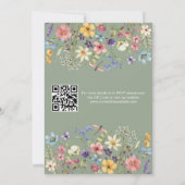 Invitation Mariage Fleur sauvage vert Sage Code QR moderne (Dos)