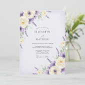 Invitation Mariage Fleur Sauvage Violet Améthyste (Debout devant)
