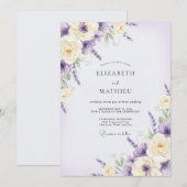 Invitation Mariage Fleur Sauvage Violet Améthyste (Devant / Derrière)