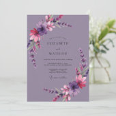 Invitation Mariage Fleur Sauvage Violet Atténué (Debout devant)