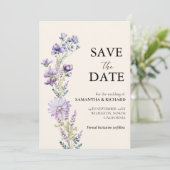 Invitation Mariage Fleur sauvage Violet Classique Enregistrer (Debout devant)