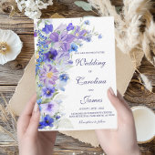 Invitation Mariage Fleur sauvage violet et bleu rustique