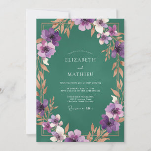 Invitation Mariage Fleur Sauvage Violet Ton de Bijou