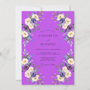 Invitation Mariage Fleur Sauvage Violet Vibrant