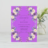 Invitation Mariage Fleur Sauvage Violet Vibrant (Debout devant)