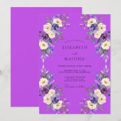Invitation Mariage Fleur Sauvage Violet Vibrant (Devant / Derrière)