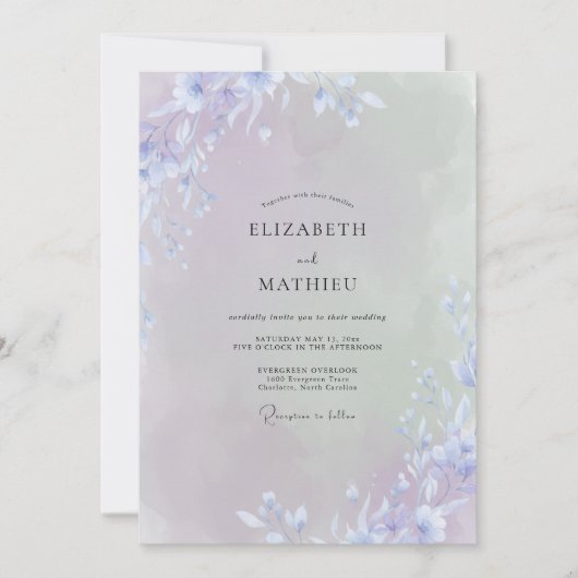 Invitation Mariage Fleur Sauvage Violette (Devant)