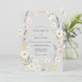Invitation Mariage Fleur Sauvage Violette Argentée (Debout devant)