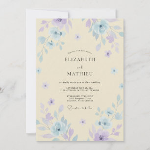 Invitation Mariage Fleur Sauvage Violette Crème
