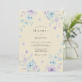 Invitation Mariage Fleur Sauvage Violette Crème (Debout devant)