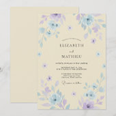 Invitation Mariage Fleur Sauvage Violette Crème (Devant / Derrière)