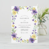 Invitation Mariage Fleur Sauvage Violette Jaune (Debout devant)