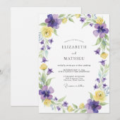 Invitation Mariage Fleur Sauvage Violette Jaune (Devant / Derrière)