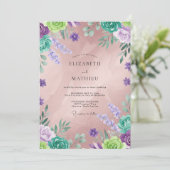 Invitation Mariage Fleur Sauvage Violette Menthe (Debout devant)