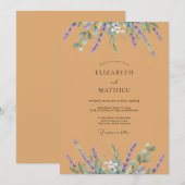 Invitation Mariage Fleur Sauvage Violette Ocre (Devant / Derrière)