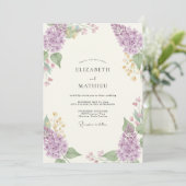 Invitation Mariage Fleur Sauvage Violette Pâle (Debout devant)