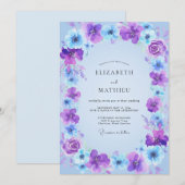 Invitation Mariage Fleur Sauvage Violette Pervenche (Devant / Derrière)