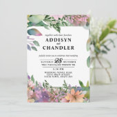 Invitation Mariage Fleur sauvage Whimsical Pastel Watercolor (Debout devant)