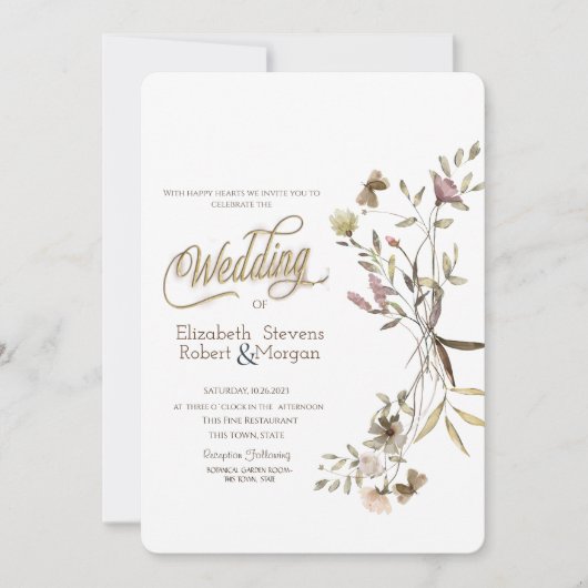 Invitation Mariage Fleur sauvage Whimsical Watercolor (Devant)