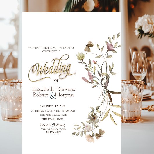 Invitation Mariage Fleur sauvage Whimsical Watercolor