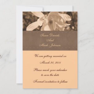 Invitation Mariage Fleur Sepia Magnolia Sauvez La Date