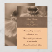 Invitation Mariage Fleur Sepia Zinnia Sauvez La Date (Devant / Derrière)