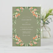 Invitation Mariage Fleur Seraphique Vert Sauge (Debout devant)