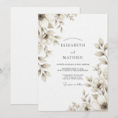 Invitation Mariage Fleur Taupe en Fleur (Devant / Derrière)