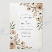 Invitation Mariage Fleur Taupe Impressionniste (Devant)