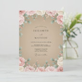 Invitation Mariage Fleur Taupe Mauve (Debout devant)