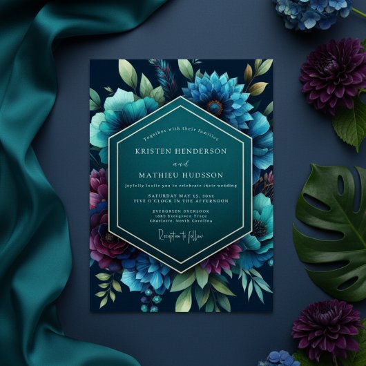 Invitation Mariage Fleur Teintée de Sombre