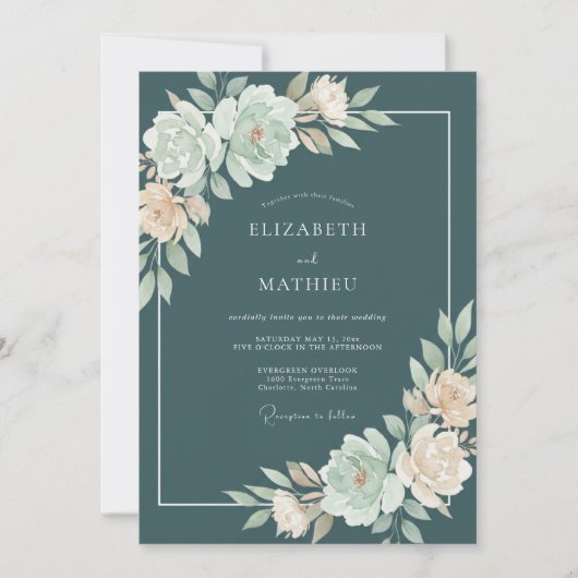 Invitation Mariage Fleur Teintée Opalescente (Devant)