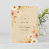 Invitation Mariage Fleur Terracotta Ocbre (Debout devant)