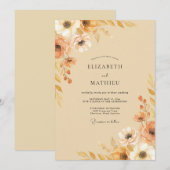 Invitation Mariage Fleur Terracotta Ocbre (Devant / Derrière)
